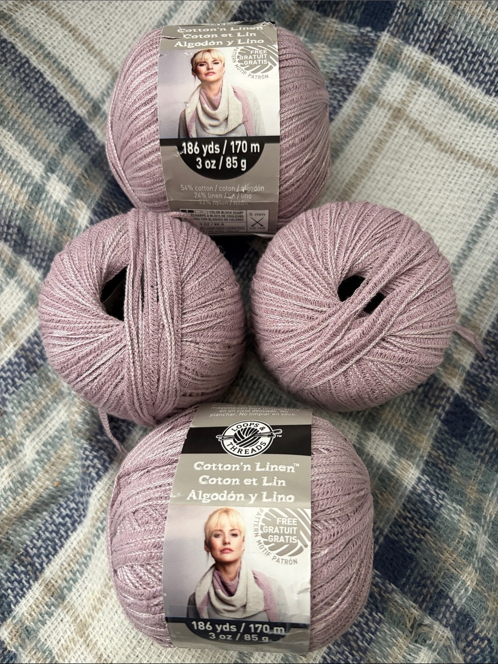 Linen and cotton blend worsted weight yarn for knitting crochet and other crafts